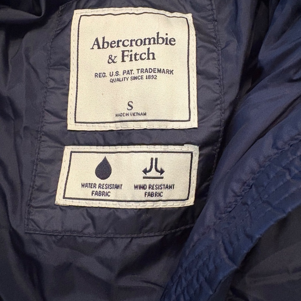 Abercrombie & Fitch Puffer Parka Coat Navy Blue S - Picture 8 of 10
